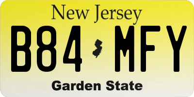 NJ license plate B84MFY