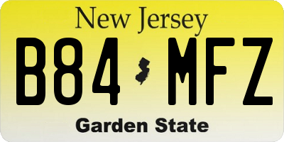 NJ license plate B84MFZ