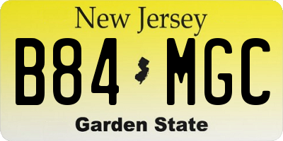 NJ license plate B84MGC