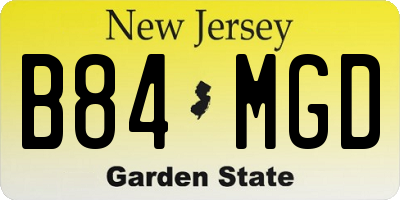 NJ license plate B84MGD
