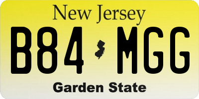 NJ license plate B84MGG