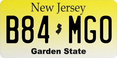 NJ license plate B84MGO