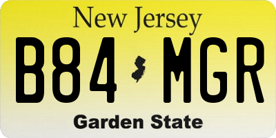 NJ license plate B84MGR