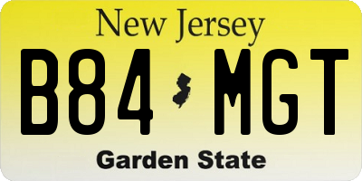 NJ license plate B84MGT