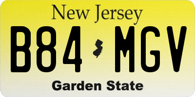 NJ license plate B84MGV