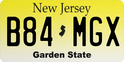 NJ license plate B84MGX