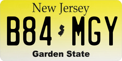 NJ license plate B84MGY