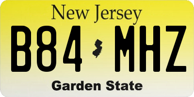 NJ license plate B84MHZ