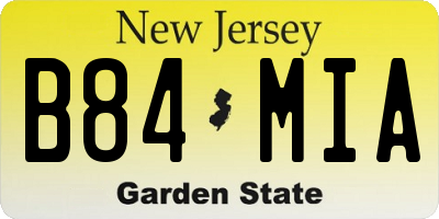 NJ license plate B84MIA