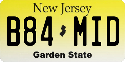 NJ license plate B84MID