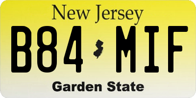 NJ license plate B84MIF