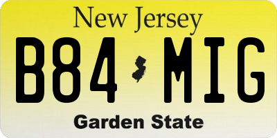 NJ license plate B84MIG
