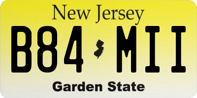 NJ license plate B84MII