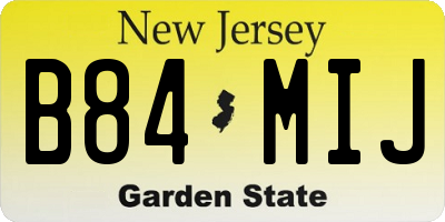 NJ license plate B84MIJ
