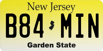 NJ license plate B84MIN