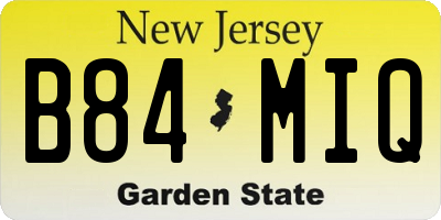 NJ license plate B84MIQ
