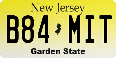 NJ license plate B84MIT