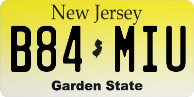 NJ license plate B84MIU