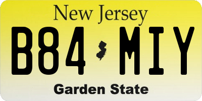 NJ license plate B84MIY
