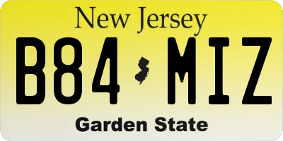 NJ license plate B84MIZ