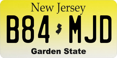 NJ license plate B84MJD