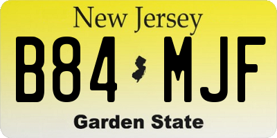 NJ license plate B84MJF