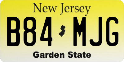 NJ license plate B84MJG
