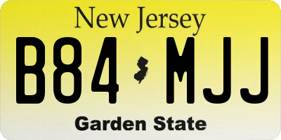 NJ license plate B84MJJ