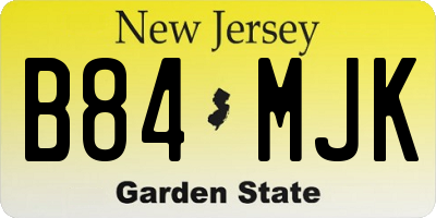 NJ license plate B84MJK