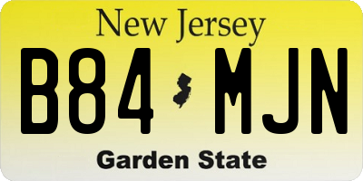 NJ license plate B84MJN