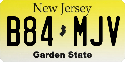 NJ license plate B84MJV