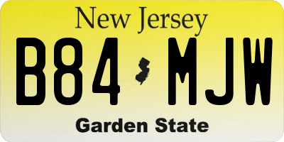 NJ license plate B84MJW