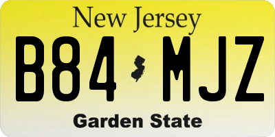 NJ license plate B84MJZ