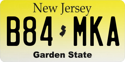 NJ license plate B84MKA