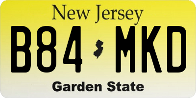 NJ license plate B84MKD