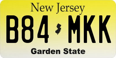 NJ license plate B84MKK