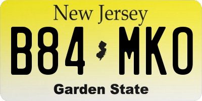 NJ license plate B84MKO