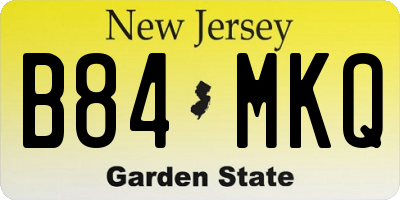 NJ license plate B84MKQ