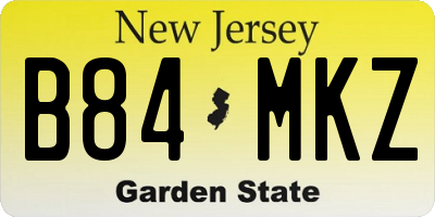 NJ license plate B84MKZ