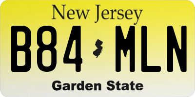 NJ license plate B84MLN