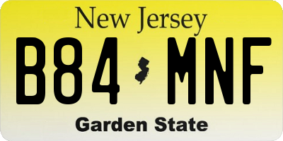 NJ license plate B84MNF