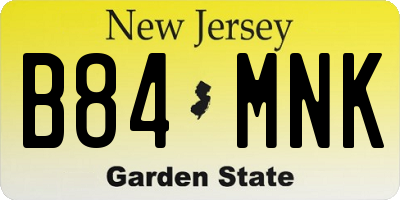 NJ license plate B84MNK