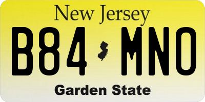 NJ license plate B84MNO