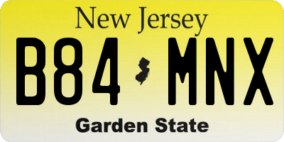 NJ license plate B84MNX