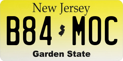 NJ license plate B84MOC