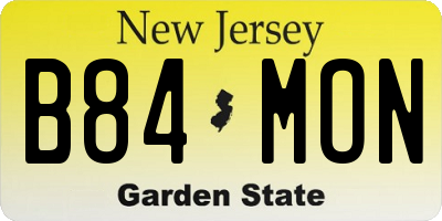 NJ license plate B84MON