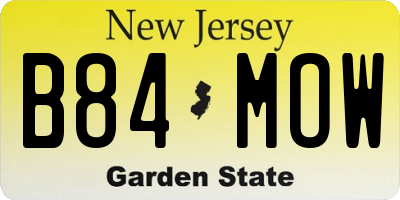 NJ license plate B84MOW