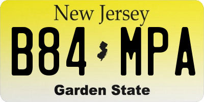 NJ license plate B84MPA
