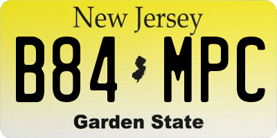 NJ license plate B84MPC