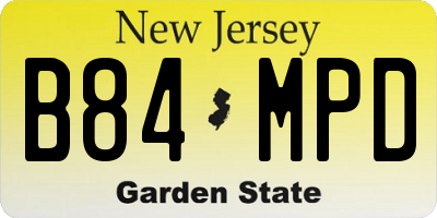 NJ license plate B84MPD
